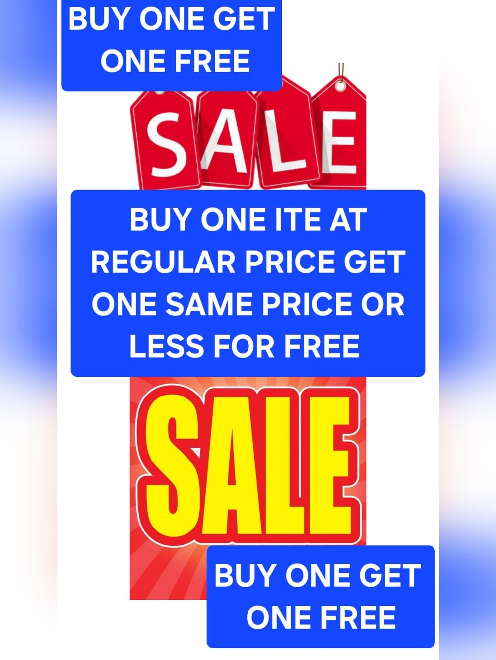 BIG SALE: BUY ONE ITEM AT REGULAR PRICE GET ONE SAME PRICE OR LESS FOR FREE. - Picture 3 of 3